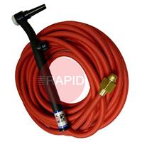 CK-CK9V25RSFFX CK9V Flex Head Gas Cooled TIG Torch with 1pc 8m Superflex Cable & Gas Valve, 3/8