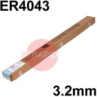 ED701959 Lincoln Superglaze 4043 Aluminium Tig Wire, 3.2mm Diameter x 1000mm Cut Lengths - AWS 5.10 ER4043. 5.0kg Pack