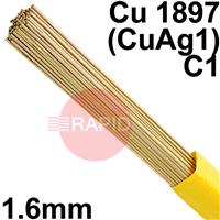 RO071601 SIFSILCOPPER No 7 1.6mm Tig Wire, 1.0kg Pkt - EN 14640: Cu 1897 (CuAg1), BS: 1453: C1