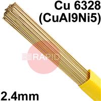 RO442425 SIFALBRONZE No 44 Aluminium Bronze Tig Wire, 2.4mm Diameter x 1000mm Cut Lengths - EN 14640 CU 6328 (CUAL9NI5). 2.5kg Pack
