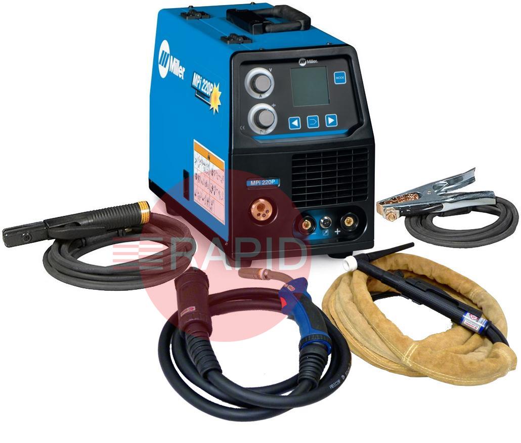 059016014MPPK  Miller MPi 220P Multiprocess Pulse MIG /TIG /Arc Ready to Weld Package, 230v