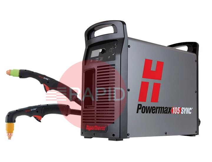 059692  Hypertherm Powermax 105 SYNC Plasma Cutter Combo System with 15° & 75° 7.6m Hand Torches, 400v CE