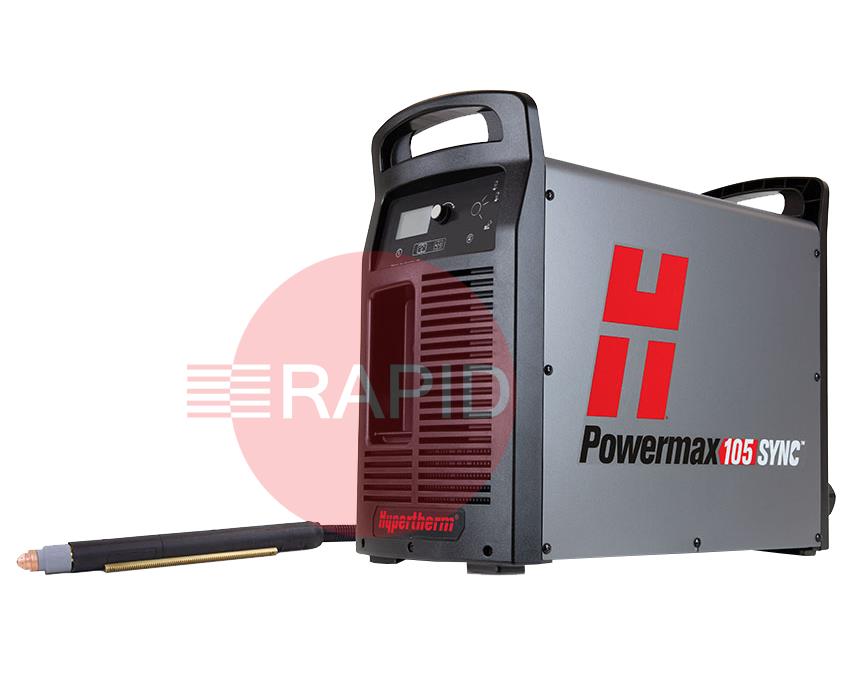 059694  Hypertherm Powermax 105 SYNC Plasma Cutter with 180° 7.6m Machine Torch, Remote & CPC Port, 400v CE