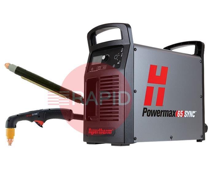 083365  Hypertherm Powermax 65 SYNC Plasma Cutter with 75° & 180° Hand & Machine Torches, Remote & CPC Port, 400v CE