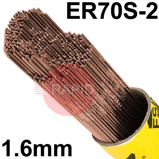 151650E  Esab OK Tigrod 12.62 Steel Tig Wire, 1.6mm Diameter x 1000mm Cut Lengths - AWS A5.18 ER70S-2. 5.0kg Pack