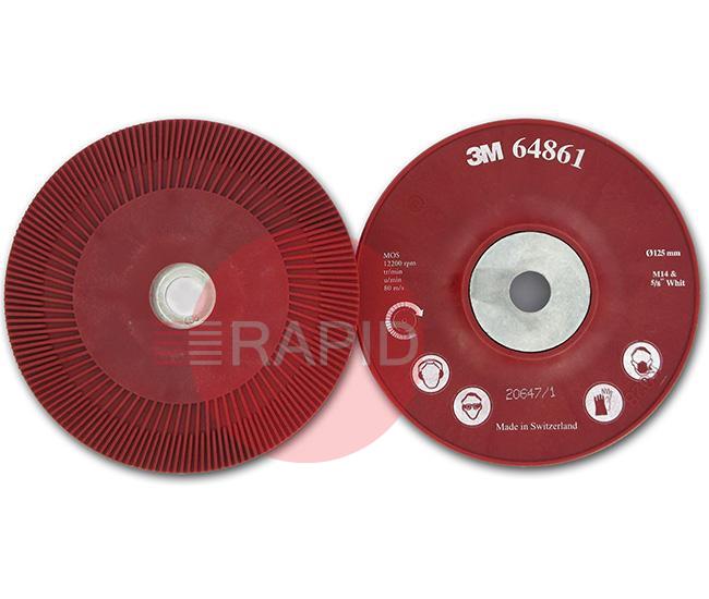 3M-64861  3M Cubitron II 125mm (5) Ribbed Backing Pad. M14, 5/8 Thread.