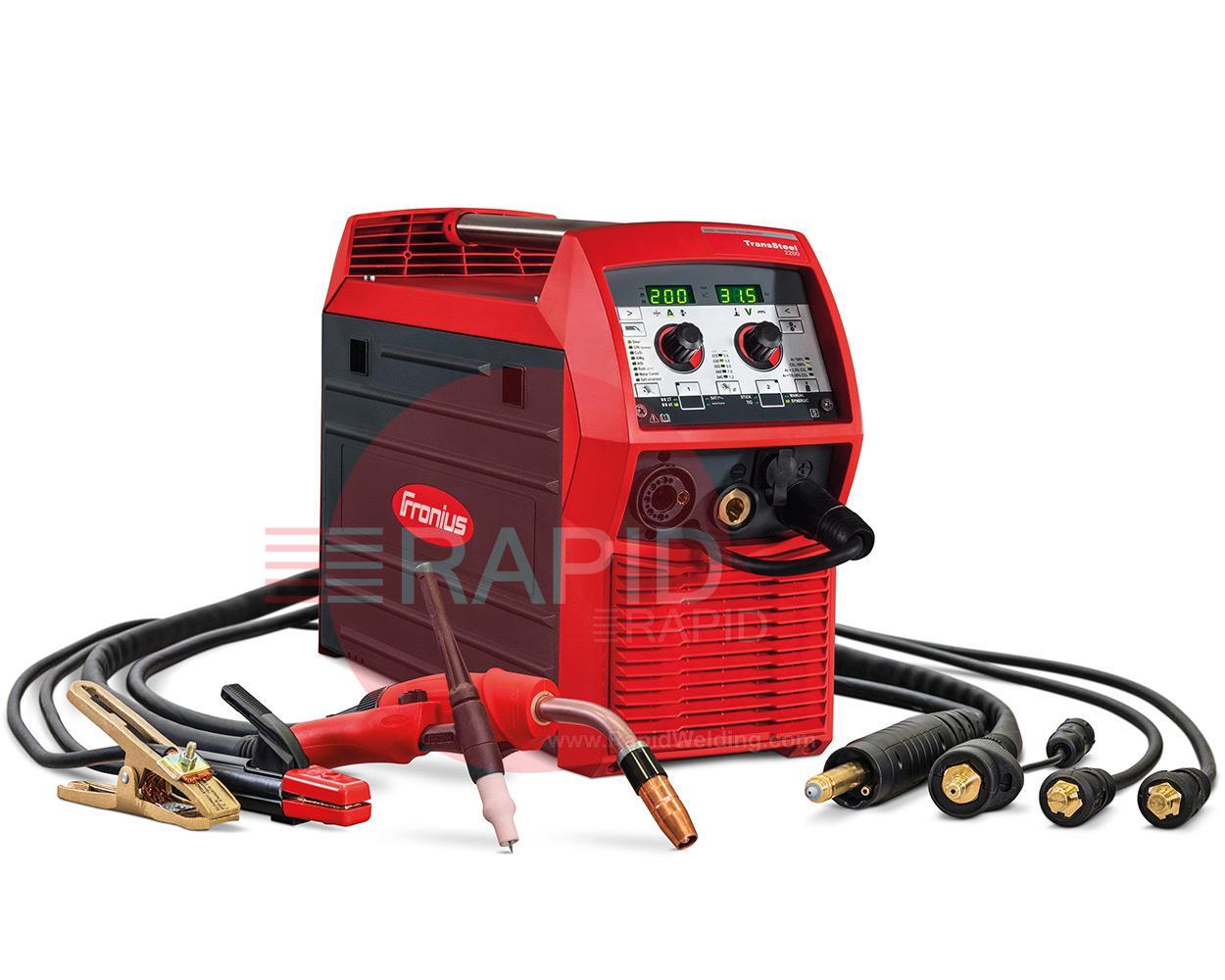 4,075,220,860  Fronius - TransSteel 2200C Multi Process MIG /TIG /Arc Package with MIG & TIG Torches, 230v