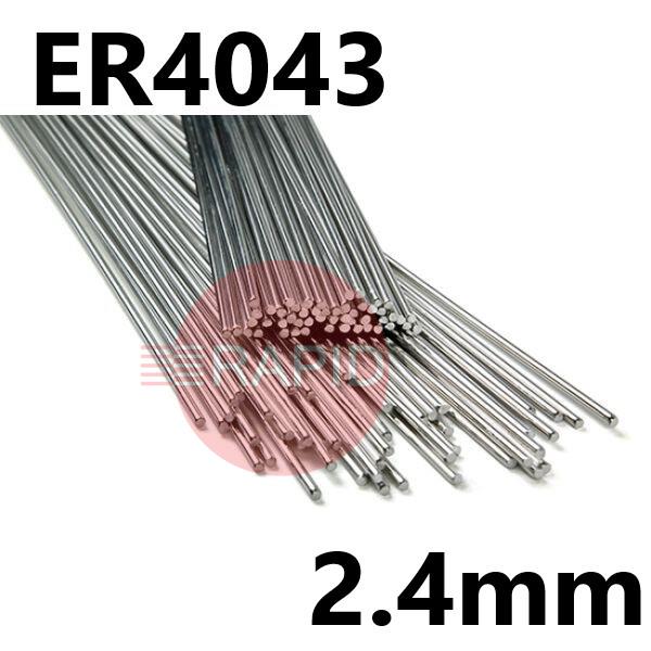 40432425  4043 (NG21) Aluminium Tig Wire, 2.4mm Diameter x 1000mm Cut Lengths - AWS 5.10 ER4043. 2.5kg Pack