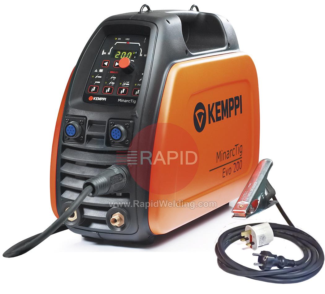 61009200  Kemppi MinarcTig Evo 200 Power Source with Earth Cable Gas Hose. No Tig Torch. 230v