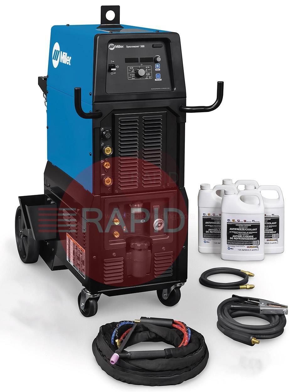 907782003WP  MIller Syncrowave 300 AC/DC Tig Welder Water Cooled Package, 400v