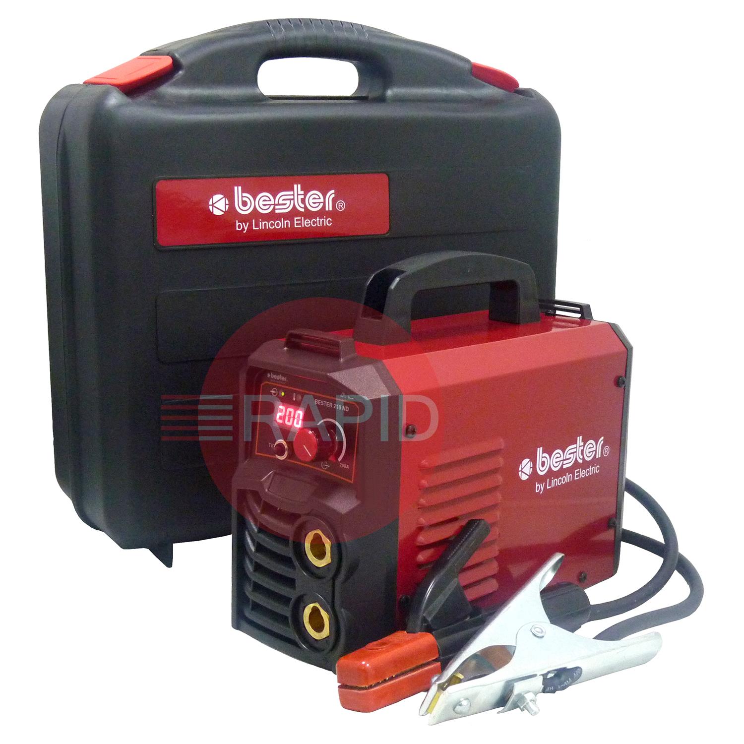 B18258-1-P  Lincoln Bester 210-ND MMA Inverter Arc Welder Suitcase Package - 230v, 1ph