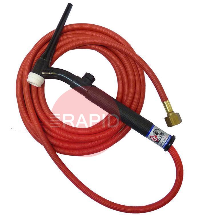 CK-CK17V25RSFFX  CK17V Flex Head Gas Cooled TIG Torch With 1pc 8m Superflex Cable & Gas Valve 3/8 BSP, 150 Amp @ 100% Duty Cycle