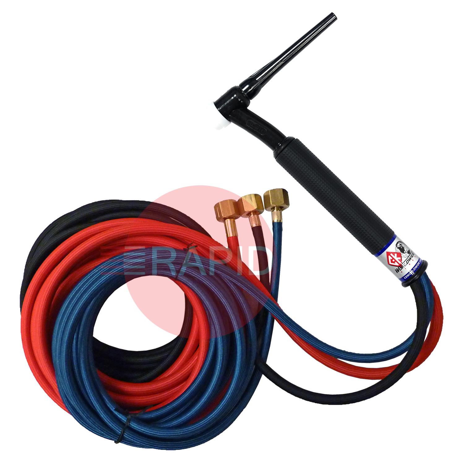 CK-CK312SFFX  CK 300 3 Series Water-Cooled  350 Amp TIG Torch with 4m Superflex Cables, 3/8 BSP, Flex Head