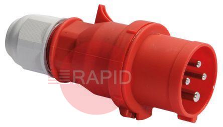 CON40432CP  4 Pin 400V 32A Mains Plug (Red)