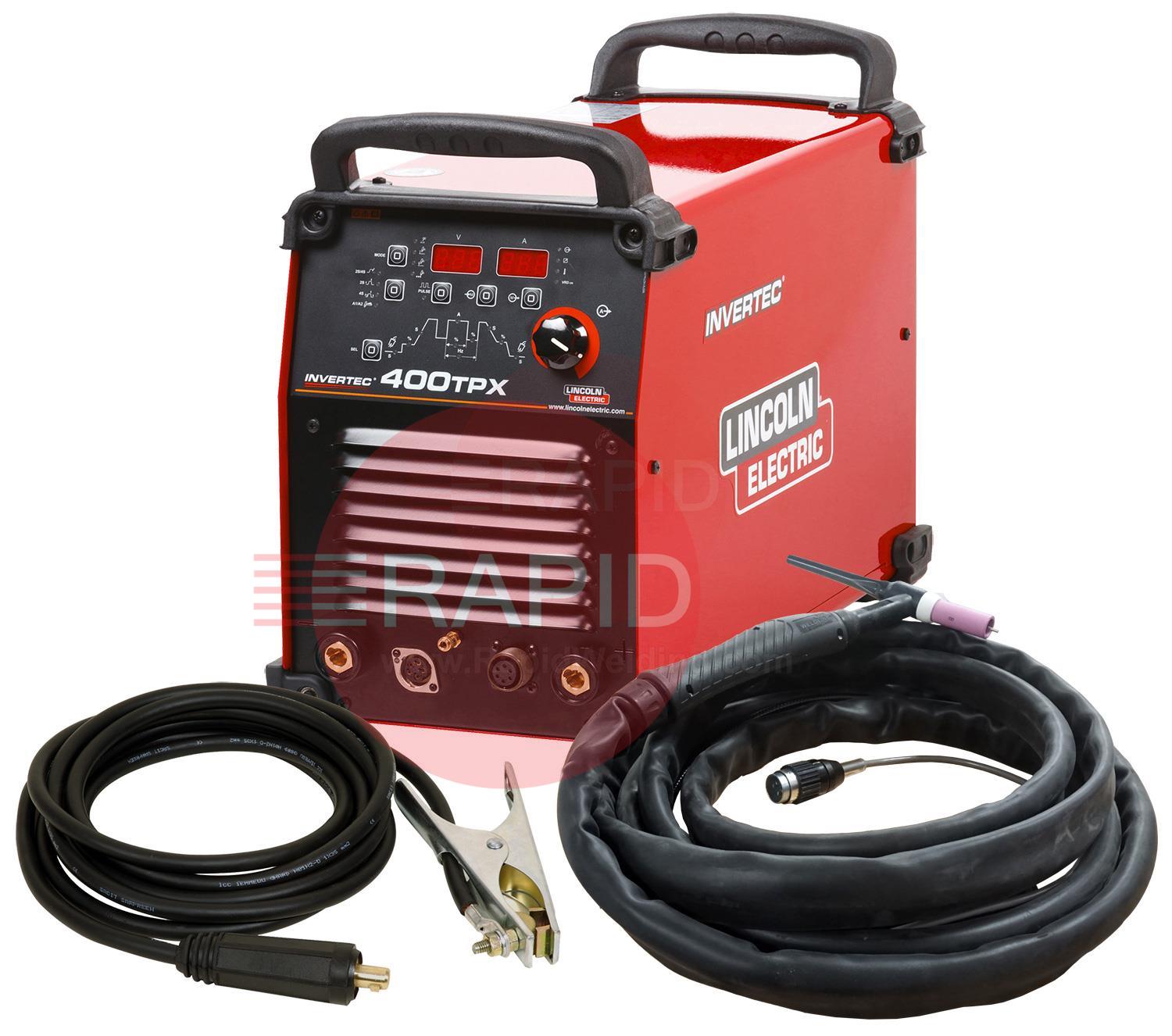 Lincoln Invertec 400TPX DC TIG Welder Air-Cooled Ready To Weld Package ...