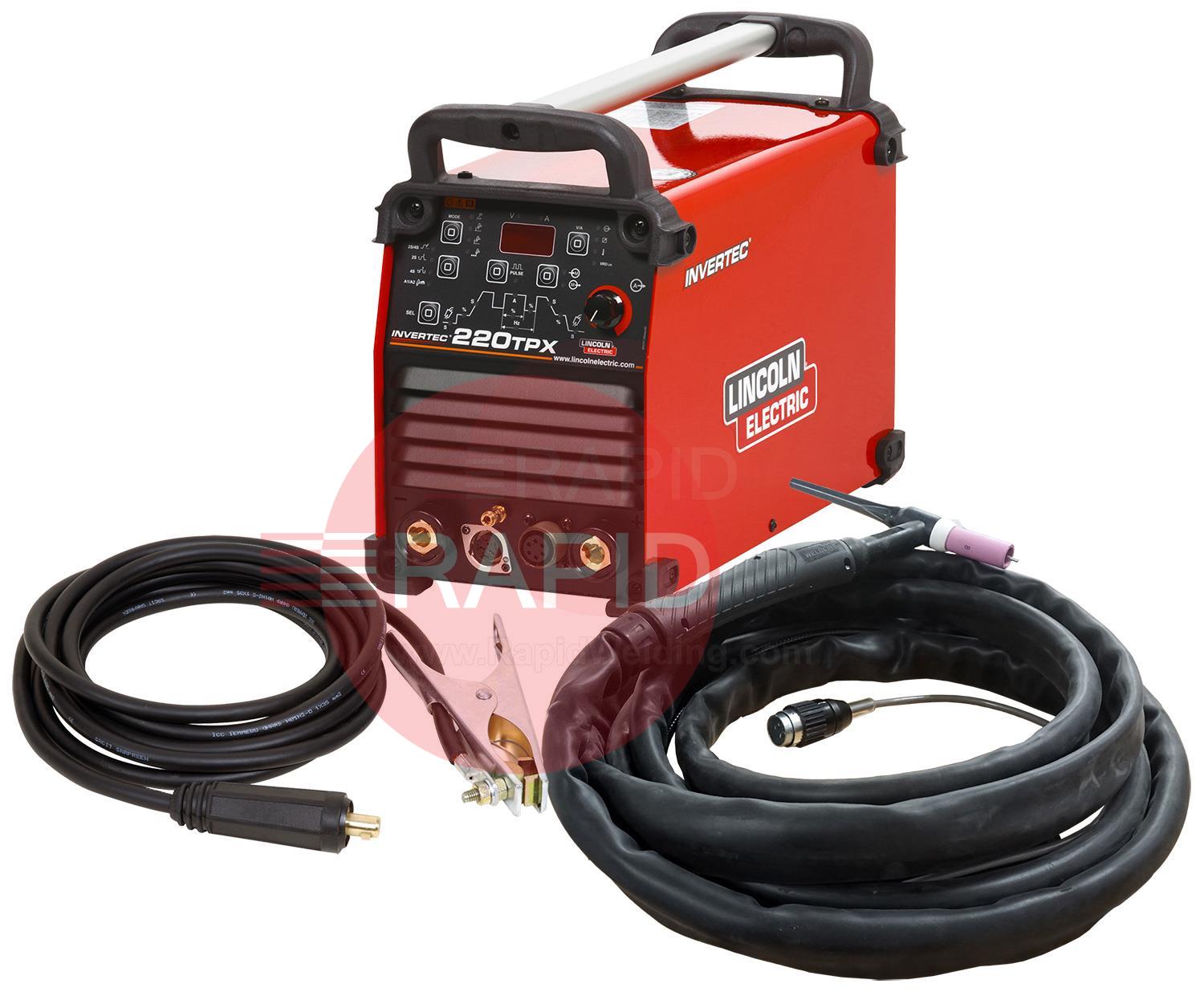 K12057-1P  Lincoln Invertec 220TPX DC TIG Welder Ready To Weld Package - 115v / 230v, 1ph