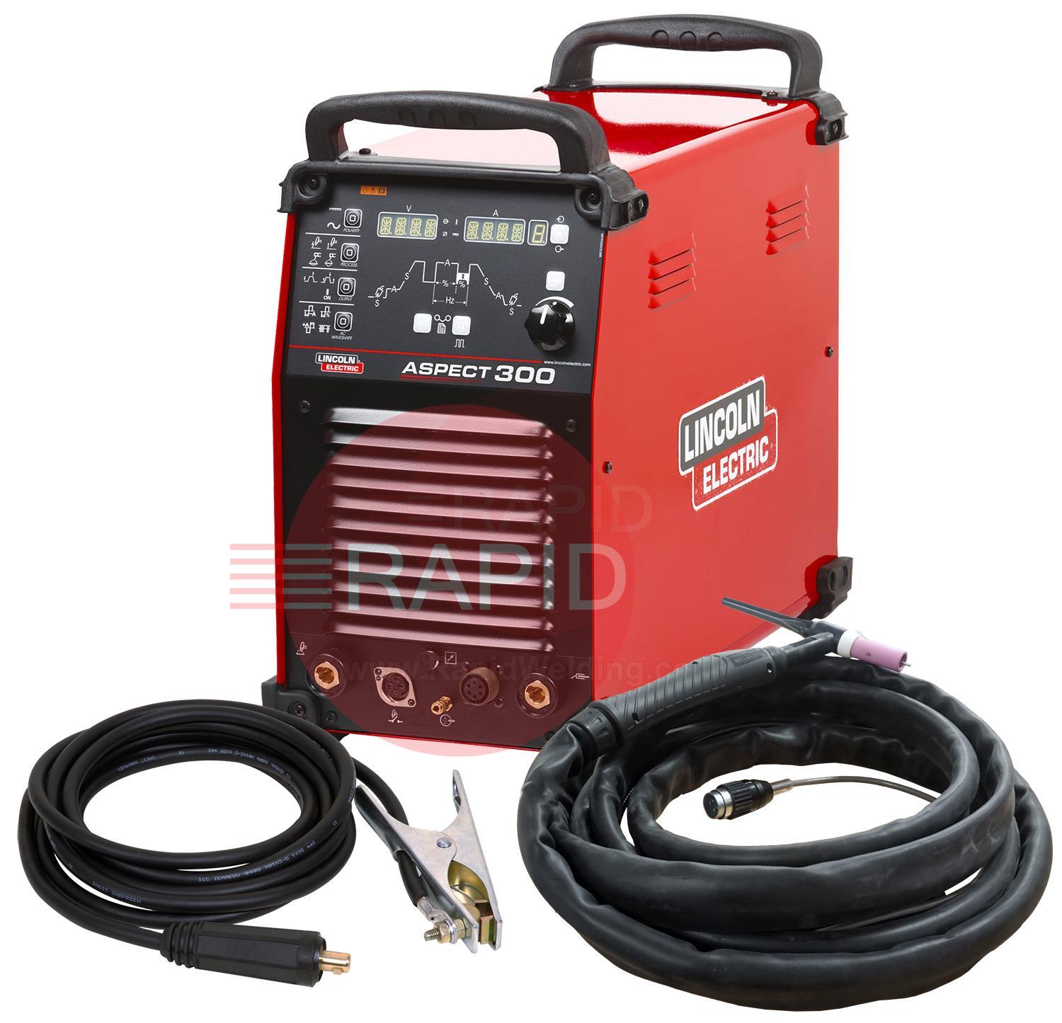 K12058-1AP  Lincoln Aspect 300 AC/DC Inverter TIG Welder Ready To Weld Air Cooled Package - 230v / 400v, 3ph