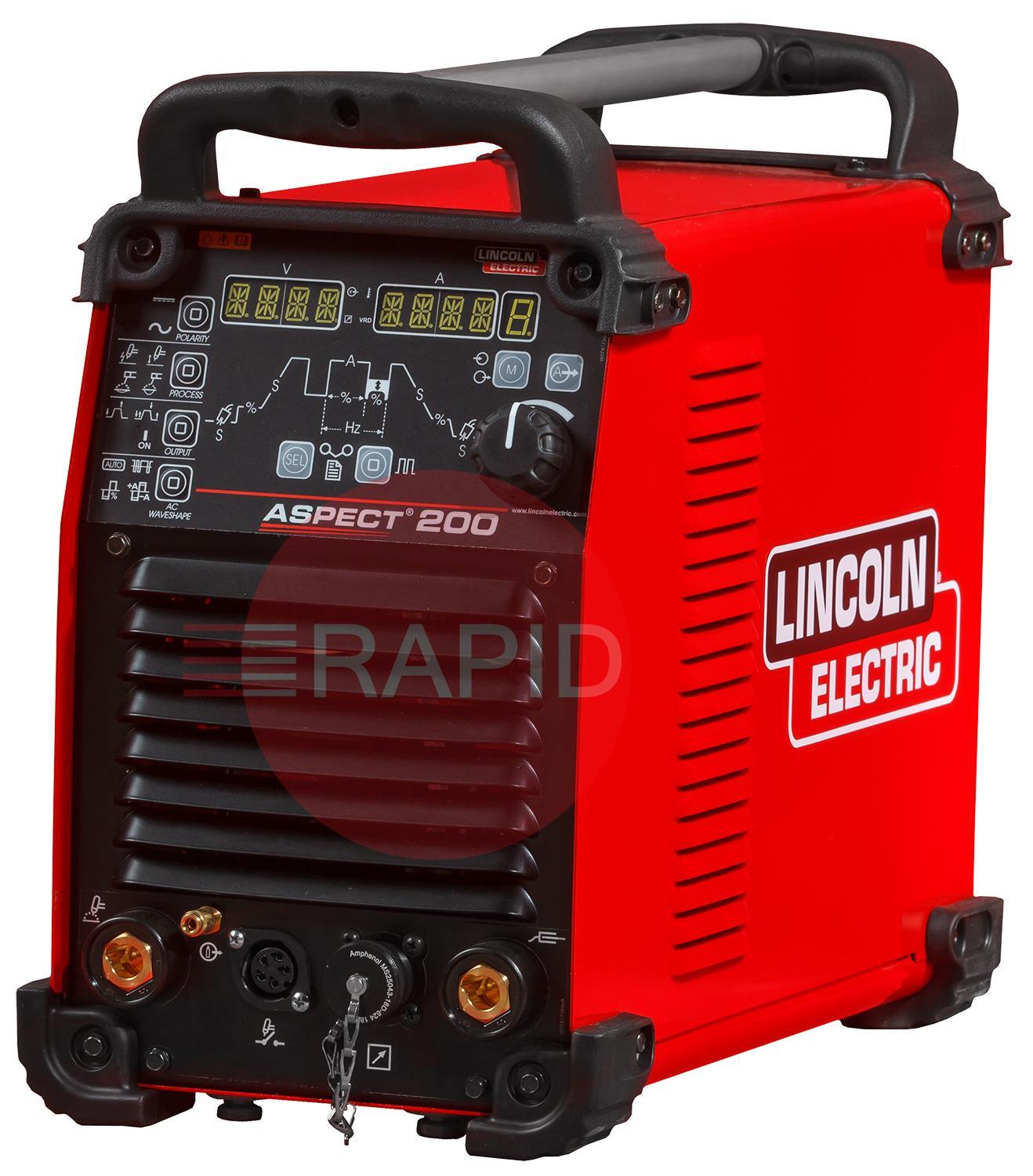 K14189-1  Lincoln Aspect 200 AC/DC TIG Welder Power Source - 115v / 230v, 1ph