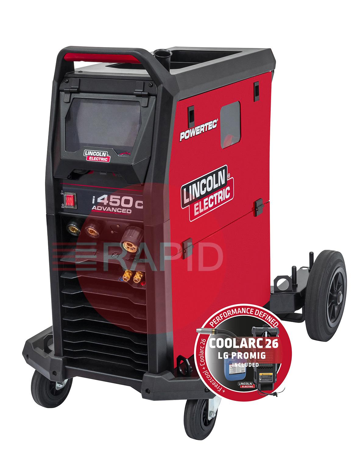 K14289-3  Lincoln Powertec i450C Advanced MIG Inverter Welder Water Cooled Package - 400v, 3ph