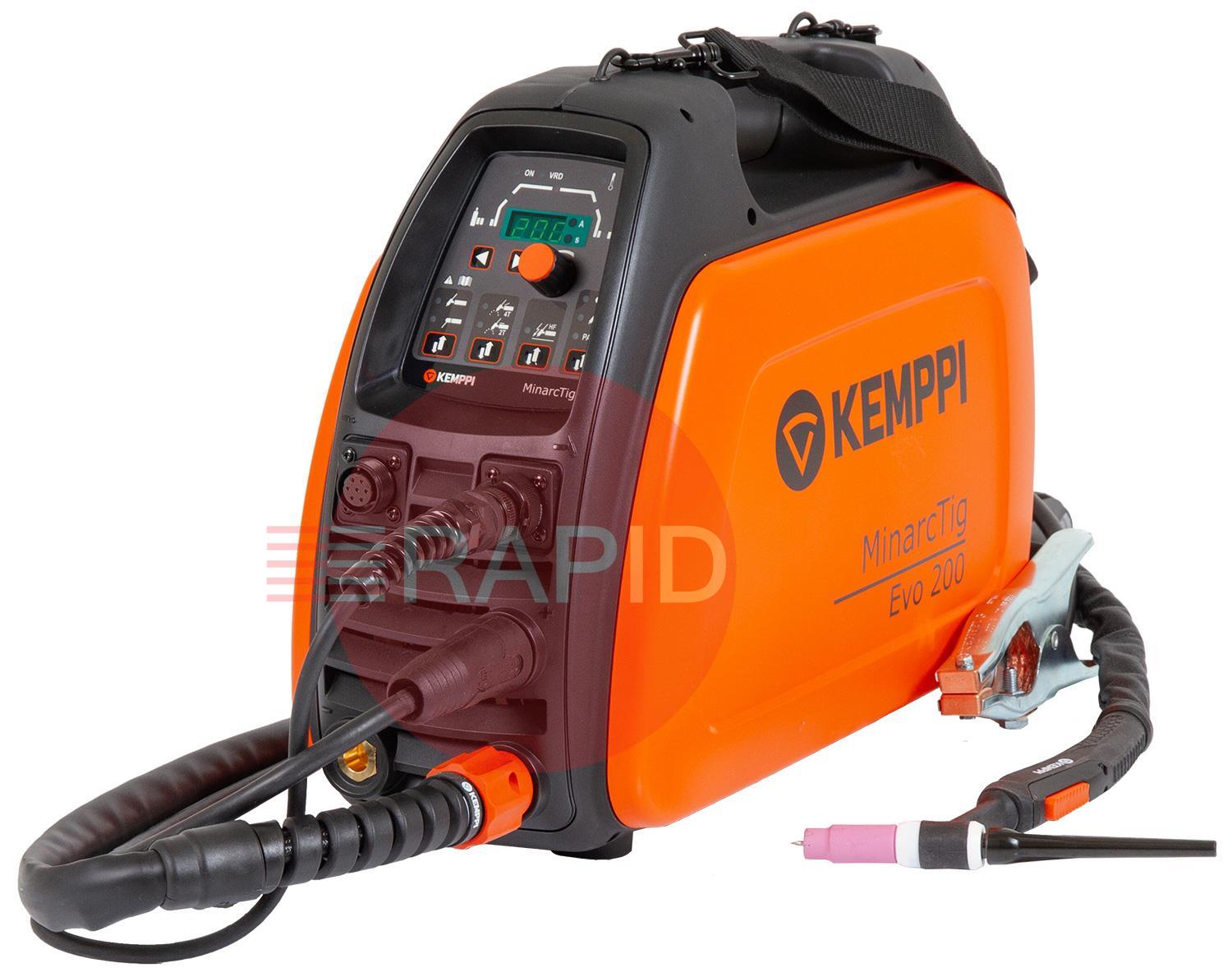 Minarctig200Evo  Kemppi MinarcTig Evo 200 Ready to Weld Package, includes TIG Torch & Earth Cable - 230v, CE