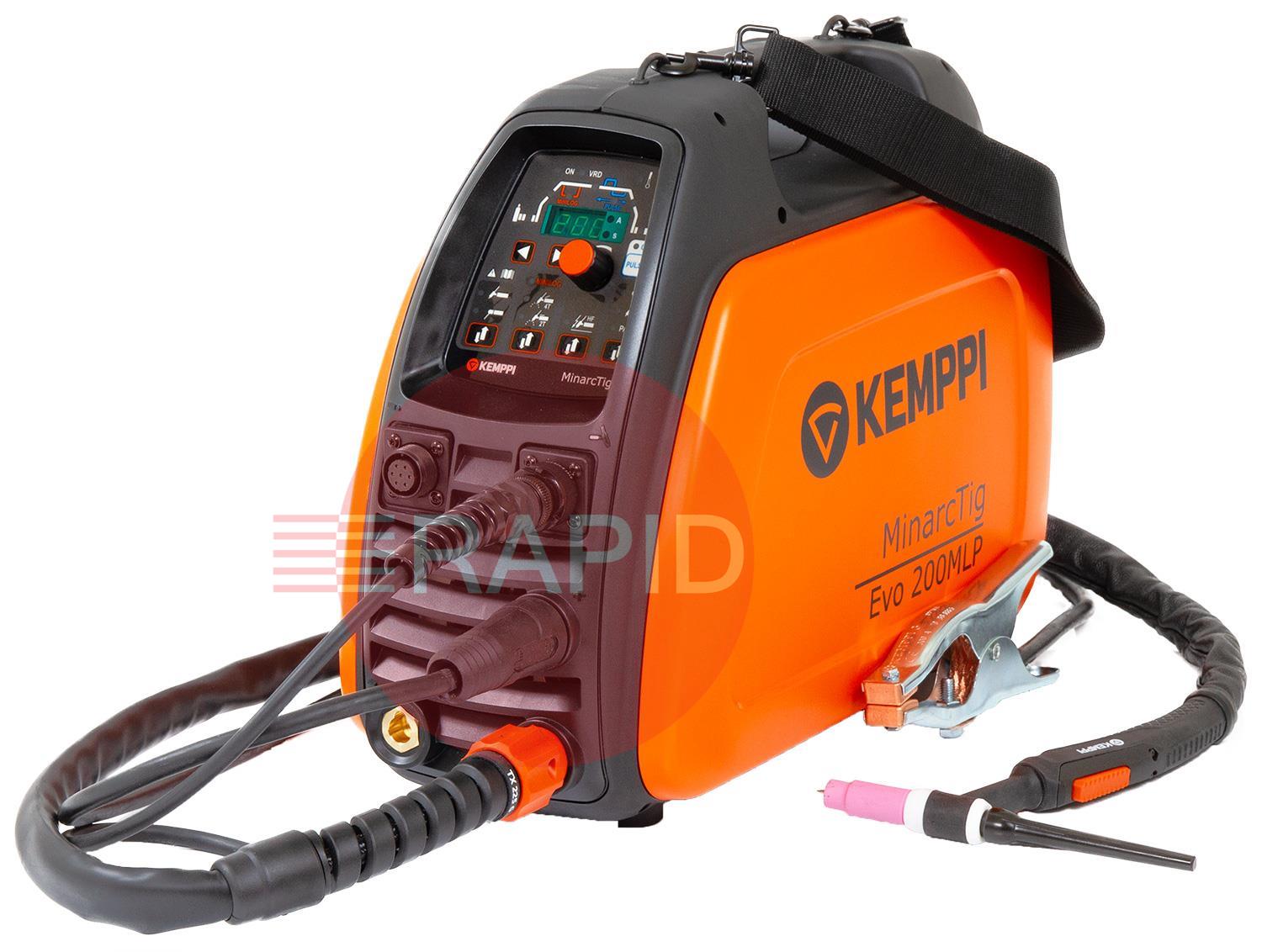 P0655TX  Kemppi MinarcTig EVO 200 MLP with 8m TX135GF8 Torch, Earth Cable & Gas Hose