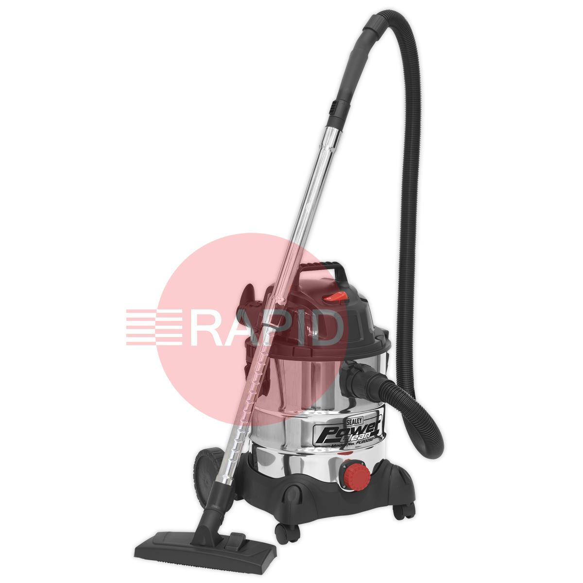 PPC200SD110V  Vacuum Cleaner Industrial Wet & Dry 20L Stainless Bin