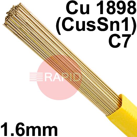 RO981625  SIFSILCOPPER No 985 Copper Tig Wire, 1.6mm Diameter x 1000mm Cut Lengths - ISO 24373: Cu 1898 (CusSn1), BS 2901: C7. 2.5kg Pack