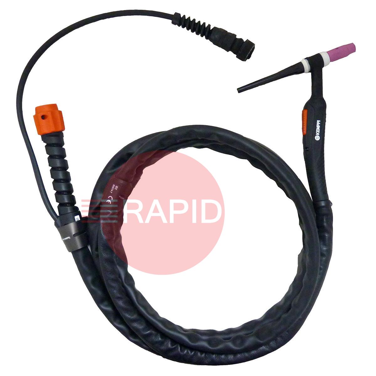 TX223G4  Kemppi Flexlite TX K3 223G Air Cooled 220 Amp Tig Torch, with 70° Angle Neck - 4m, 4 Pin