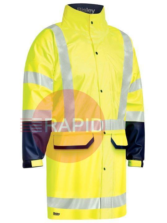 UKJ6935HT_TT05  Rain Coat Stretch Pu Two Tone Hi-Vis Waterproof