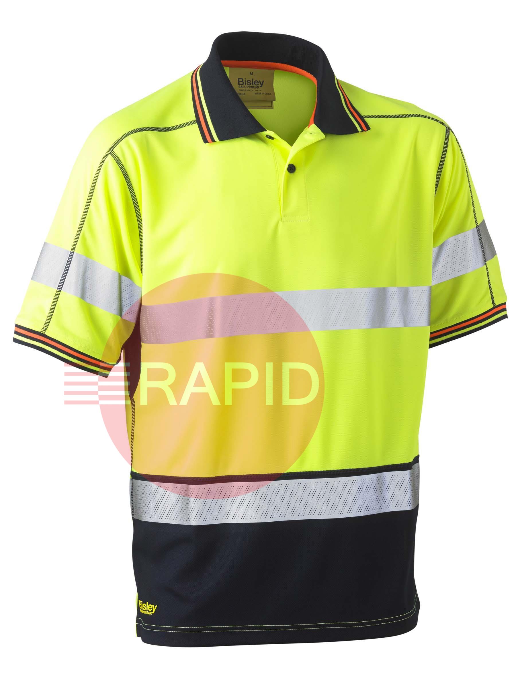 UKK1219T_TT05  Polo Shirt Two Tone Hi-Vis Polyester Mesh Short Sleeve