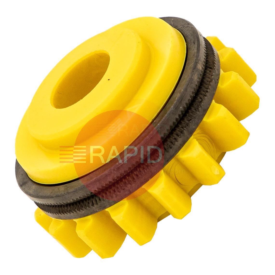 W001061  Kemppi Drive Roll. 1.4mm to 1.6mm knurled Yellow