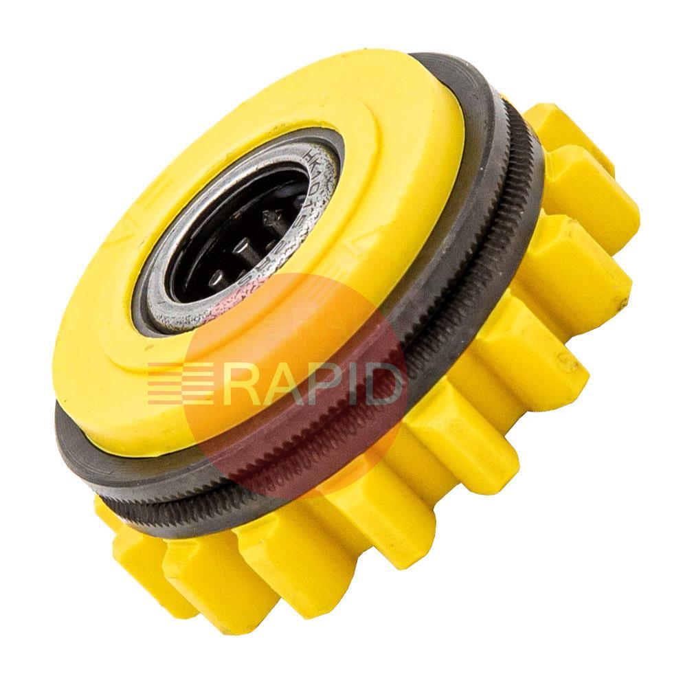 W001062  Kemppi Compressing Feed Roll. 1.4mm to 1.6mm knurled  Yellow